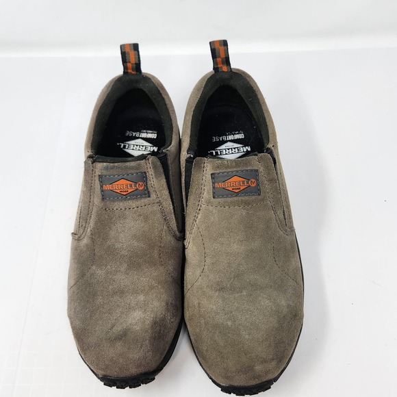 Merrell Men Jungle Moc Alloy Toe Work Shoes Brown Suede Size 7 M Slip On Comfort - Picture 2 of 11